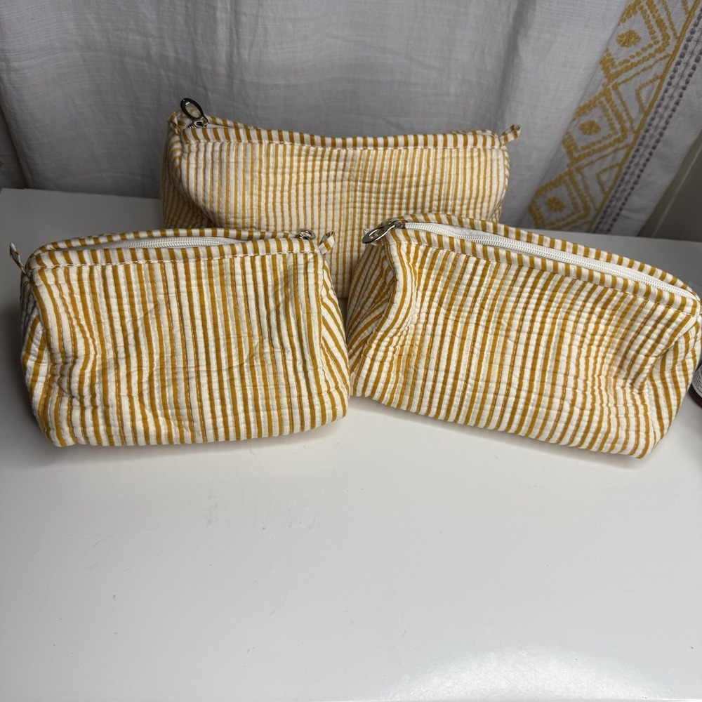 Pacific & Rose Make Up Bags Yellow Gingham NWOT